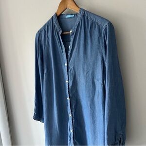 J. McLaughlin Denim Lightweight Midi Dress 100% Tencel Size Medium Button Down